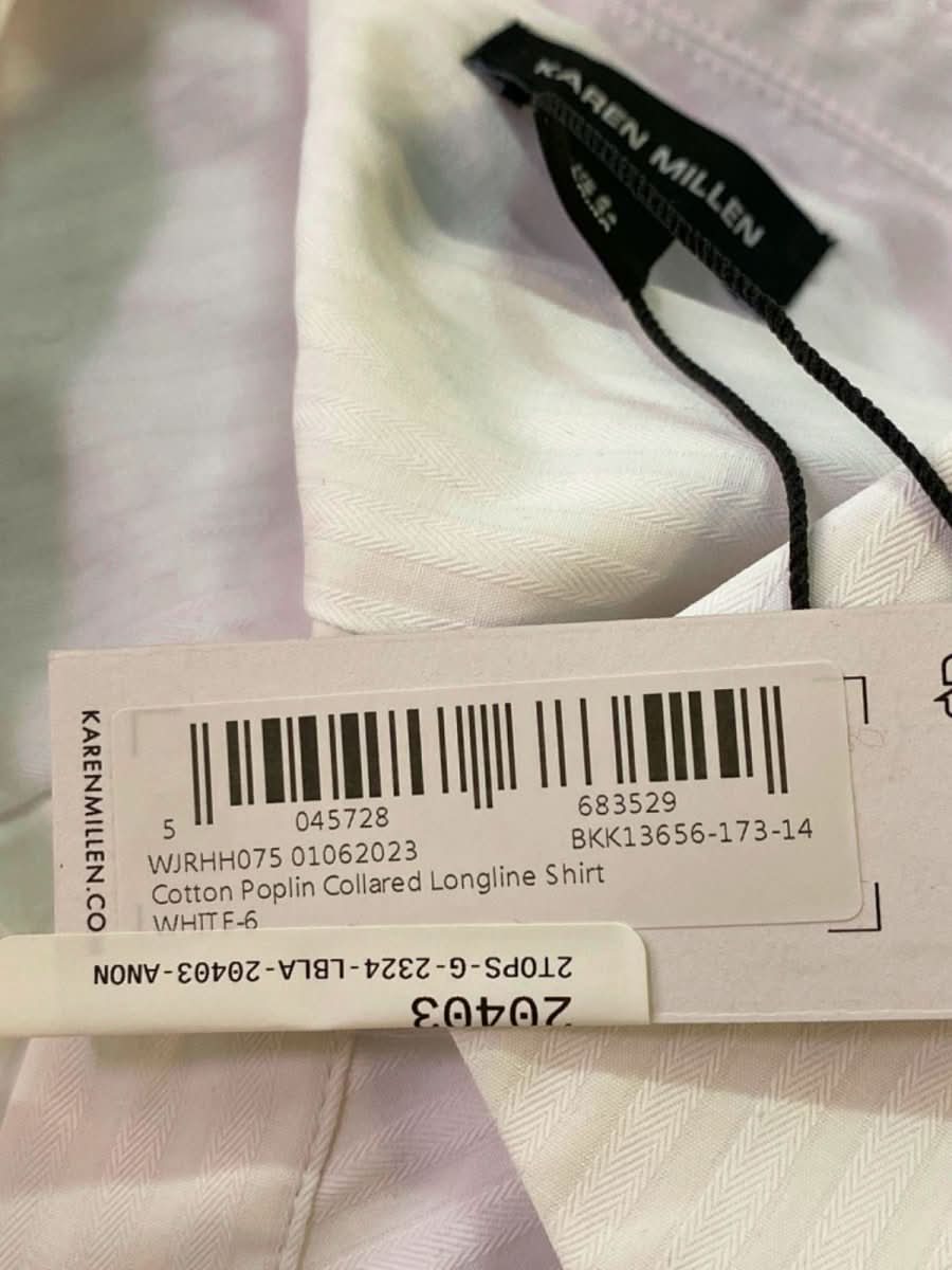Karen Millen White Cotton Poplin Collared Longline Shirt UK 6 - Reliked