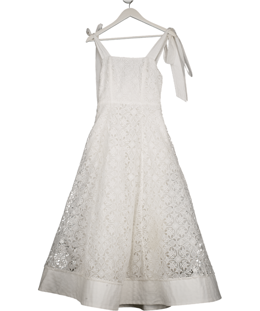 Karen Millen White Cutwork Embroidery Midi Prom Dress UK 6 - Reliked