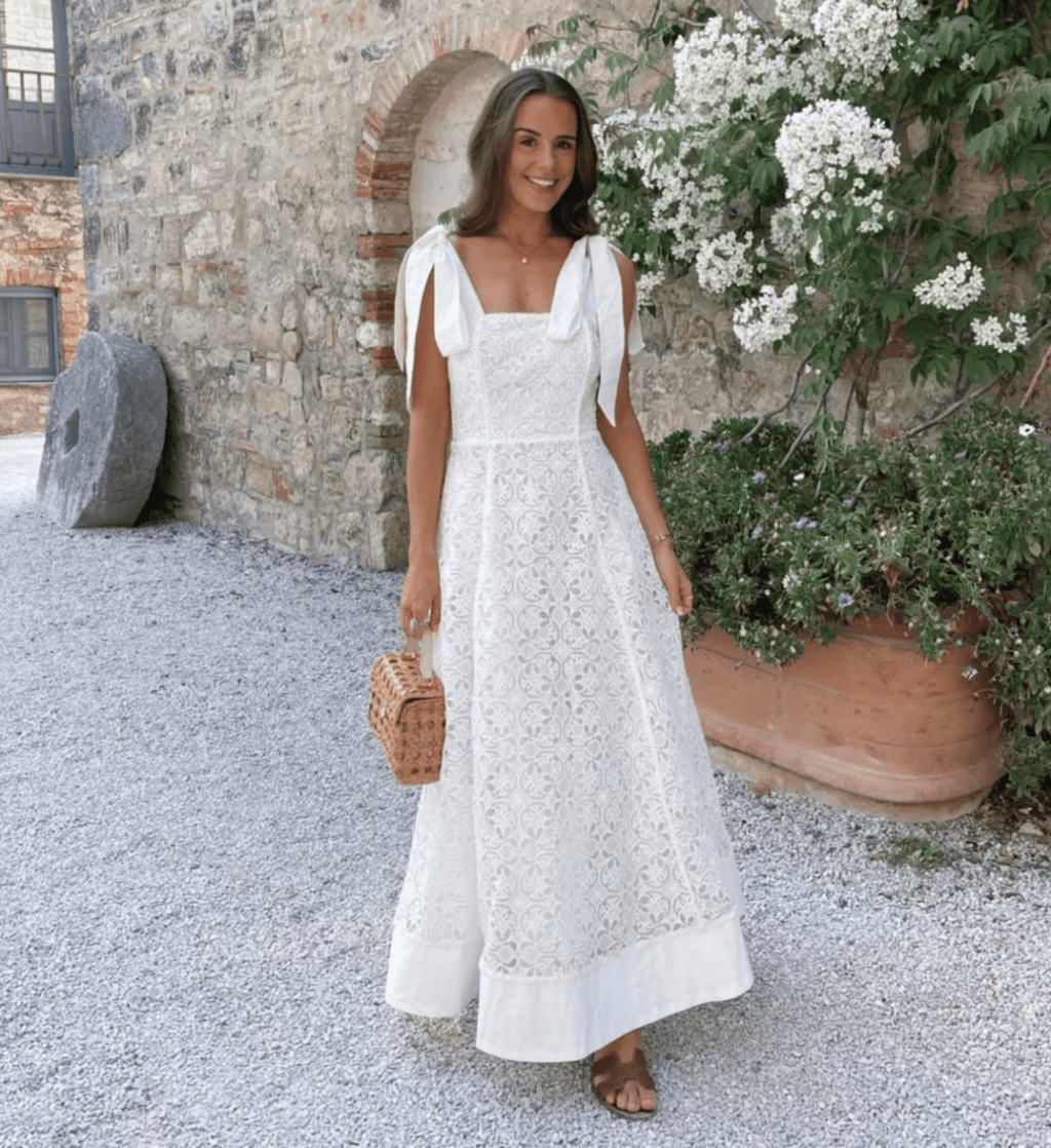 Karen Millen White Cutwork Embroidery Midi Prom Dress UK 6 - Reliked