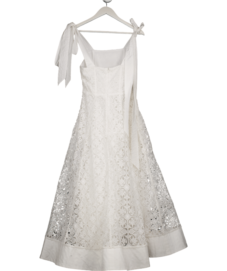 Karen Millen White Cutwork Embroidery Midi Prom Dress UK 6 - Reliked