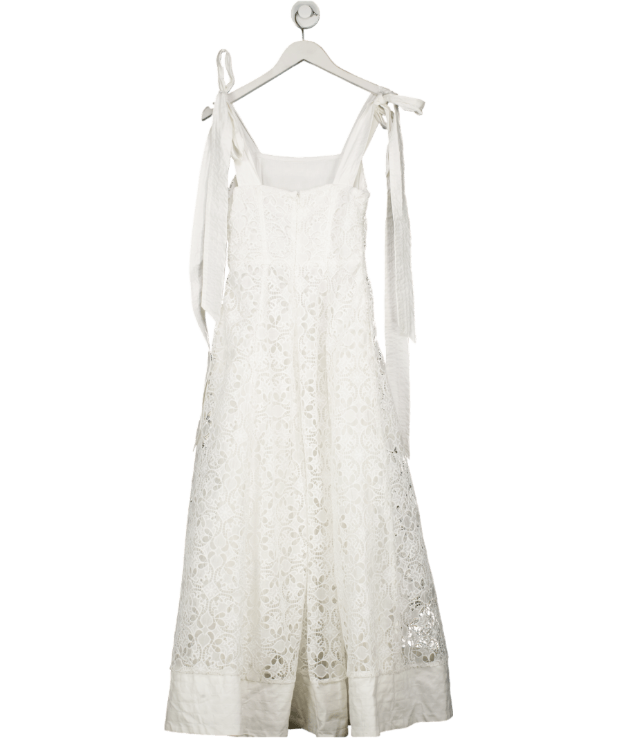 Karen Millen White Cutwork Embroidery Midi Prom Dress UK 6 - Reliked