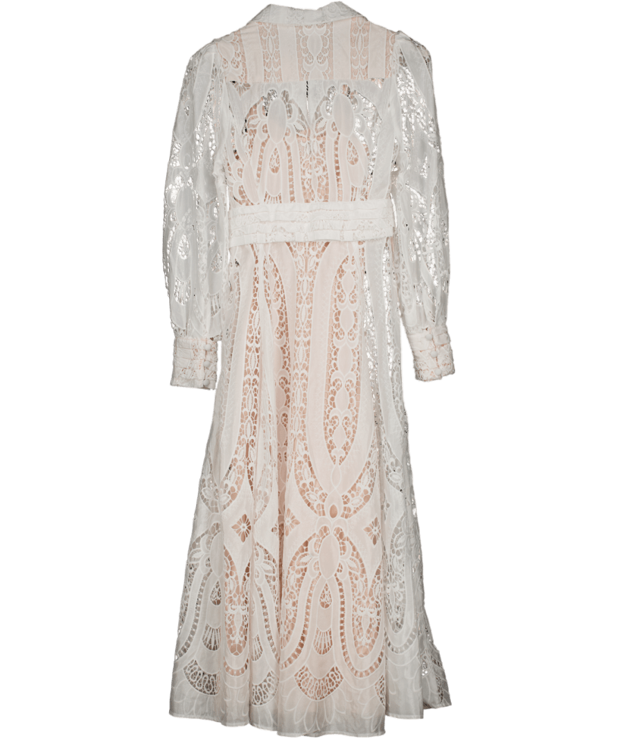 KAREN MILLEN White Georgette Cutwork Maxi Dress UK 8 - Reliked