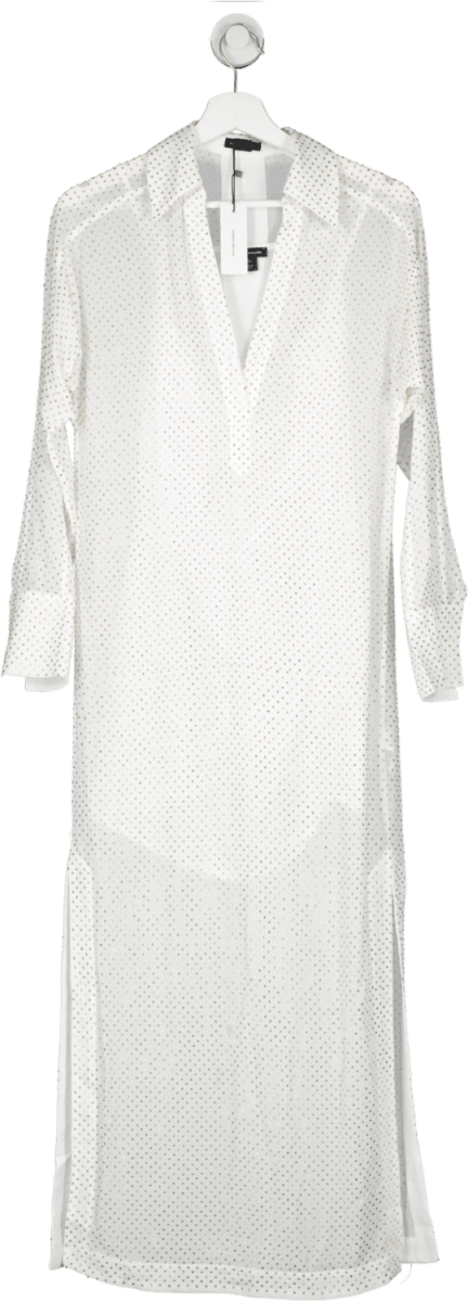 Karen Millen White Hot Fix Plunge Woven Maxi Dress UK 6 - Reliked