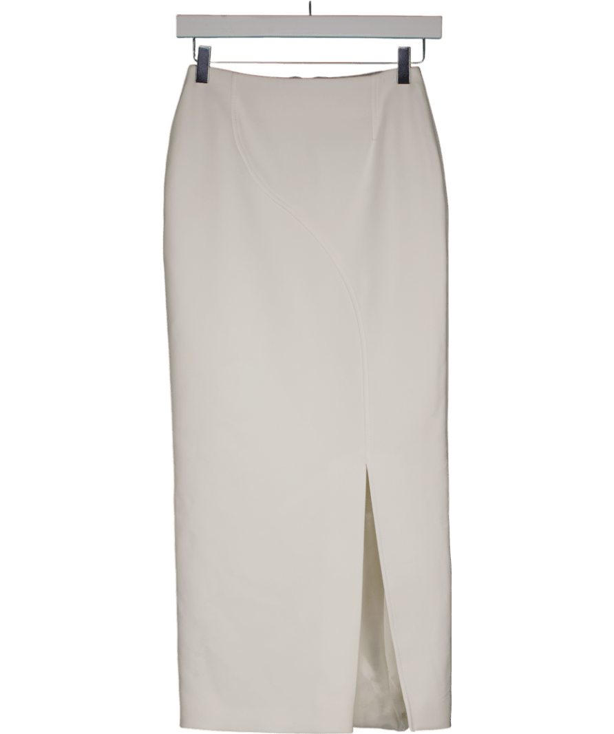 Karen Millen White Petite Italian Compact Scuba Jersey Pencil Midi Skirt UK 4 - Reliked