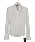 Karen Millen White Power Shoulder Drapey Crepe Seam Detail Shirt UK S - Reliked