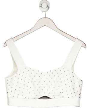 Karen Millen White Satin Diamante Studded Bralet UK 12