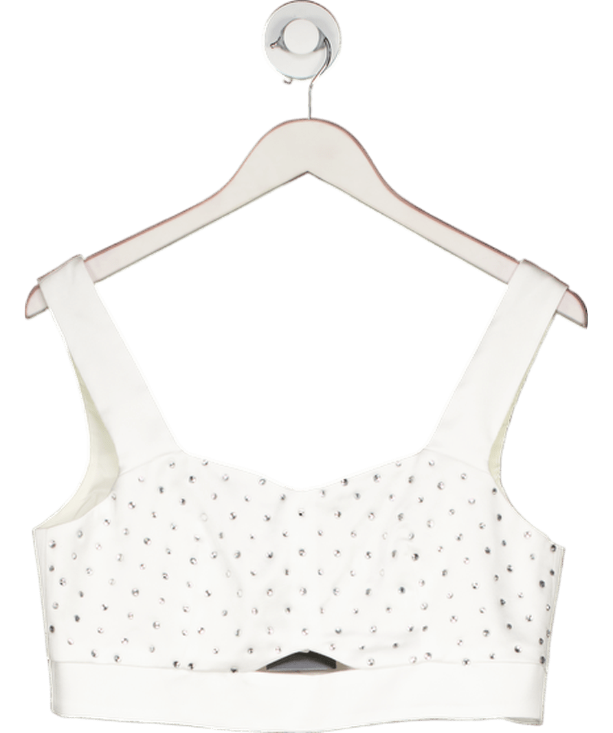 Karen Millen White Satin Diamante Studded Bralet UK 12 - Reliked