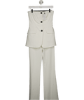 Karen Millen White Stretch Tailored Button Bodice Jumpsuit - Petite UK 8 - Reliked