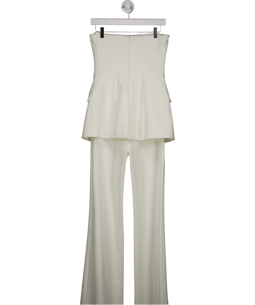 Karen Millen White Stretch Tailored Button Bodice Jumpsuit - Petite UK 8 - Reliked