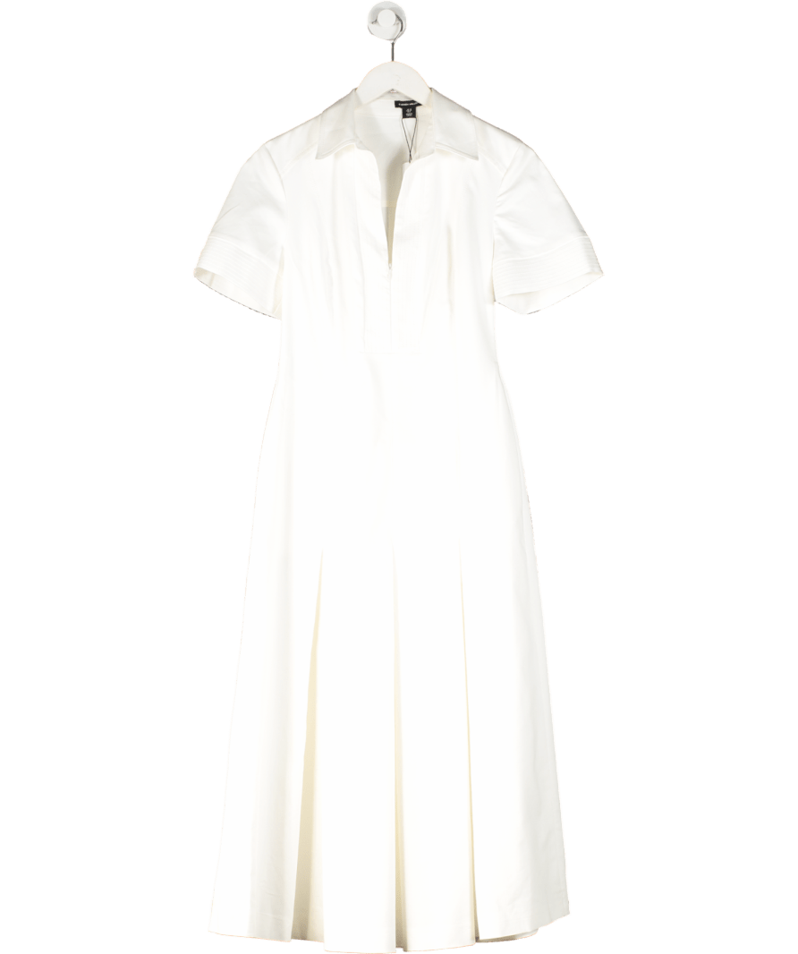 Karen Millen White Tailored Denim Full Skirted Midi Shirt Dress UK 10 - Reliked