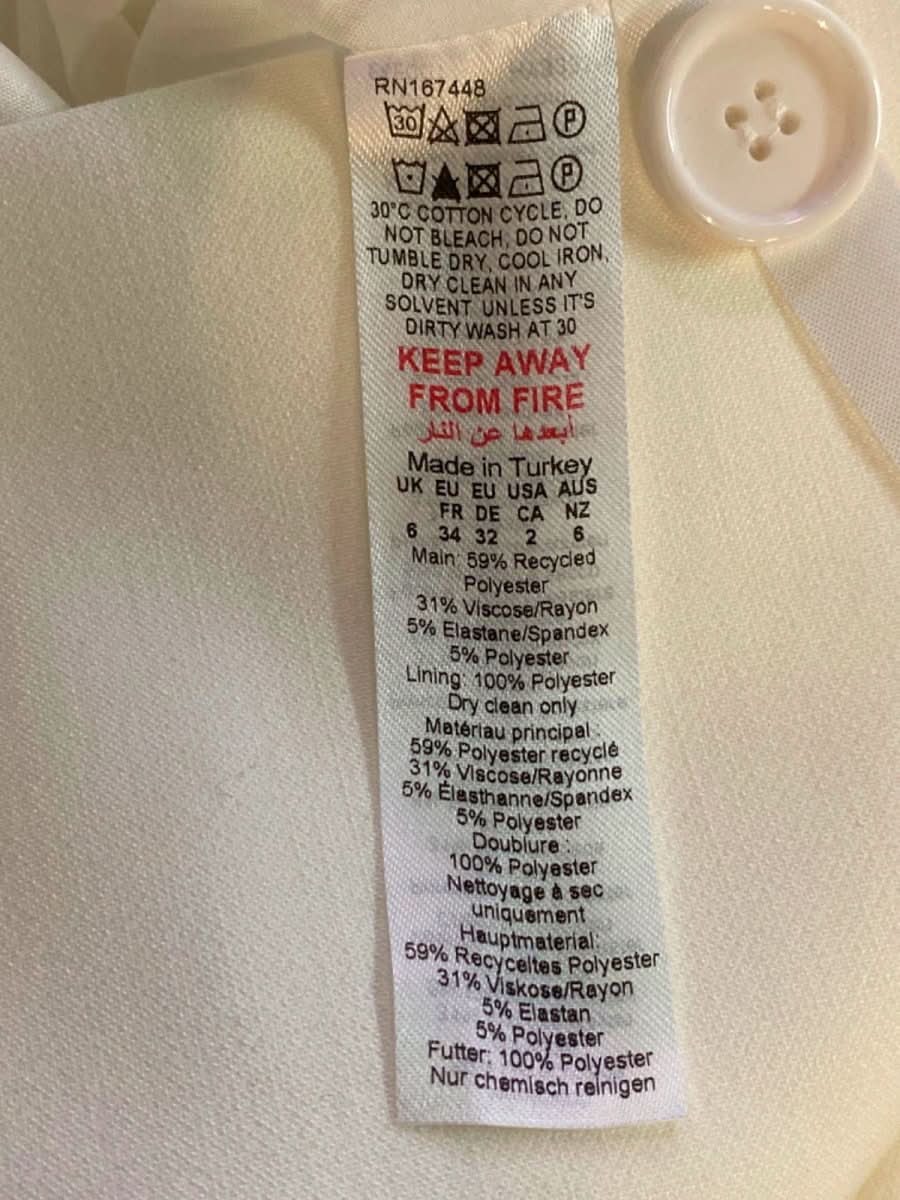 Karen Millen White The Founder Compact Stretch Button Detail Woven Midi Dress UK 6 - Reliked