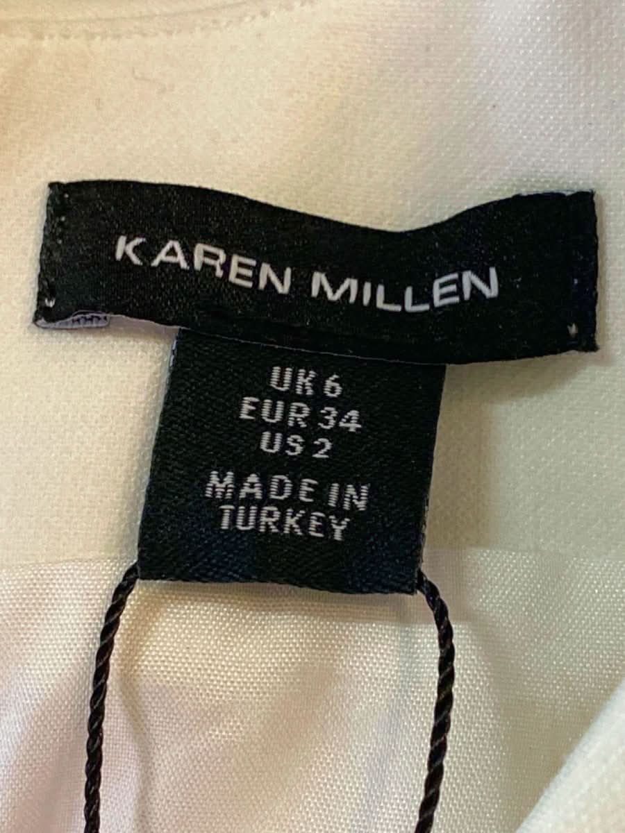 Karen Millen White The Founder Compact Stretch Button Detail Woven Midi Dress UK 6 - Reliked