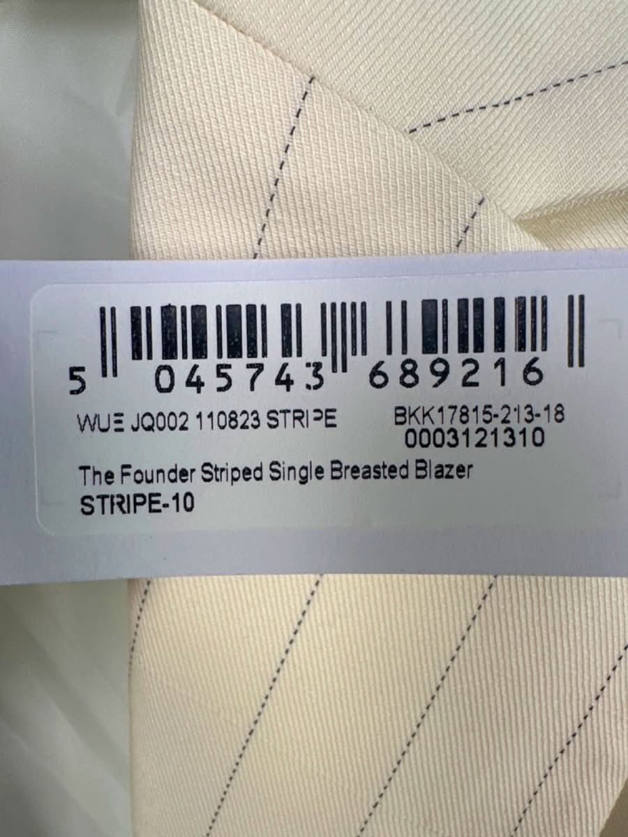 Karen Millen White The Founder Striped Single Breasted Blazer UK 10 - Reliked