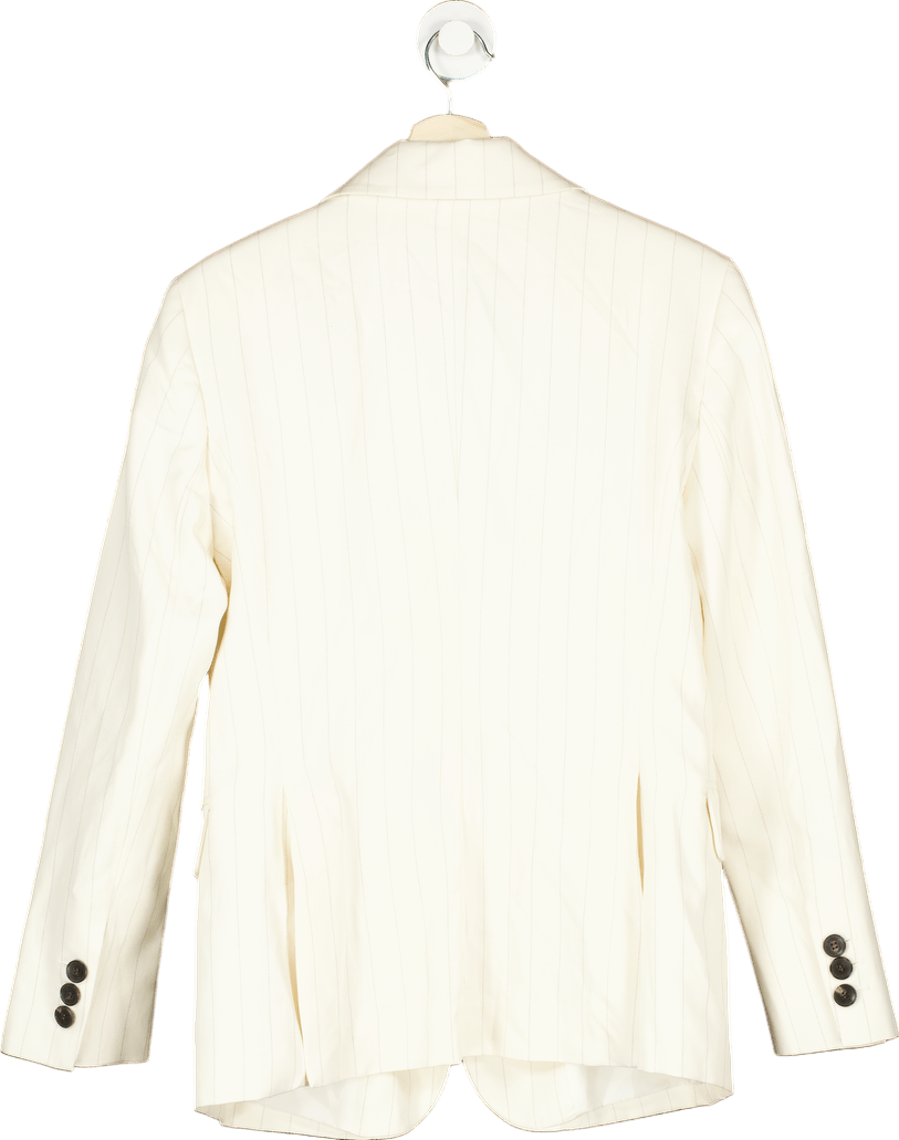 Karen Millen White The Founder Striped Single Breasted Blazer UK 10 - Reliked
