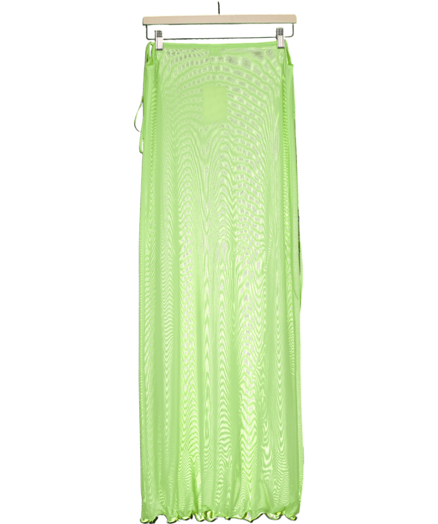 Kasela Lime Green Mesh Tie Shoulder Maxi Dress UK S - Reliked