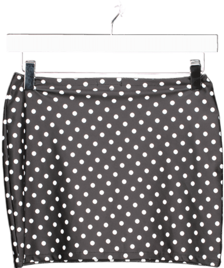 Kasela Mini Skirt In Black Polka UK S - Reliked
