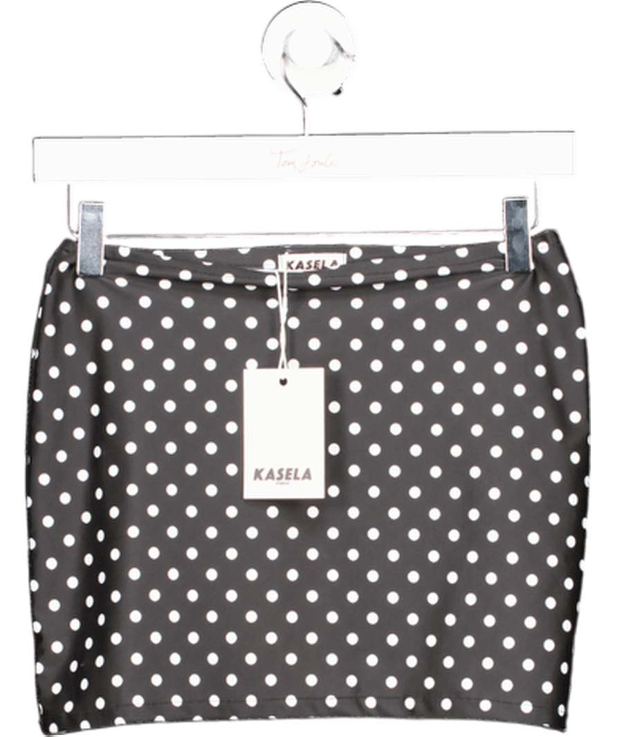 Kasela Mini Skirt In Black Polka UK S - Reliked