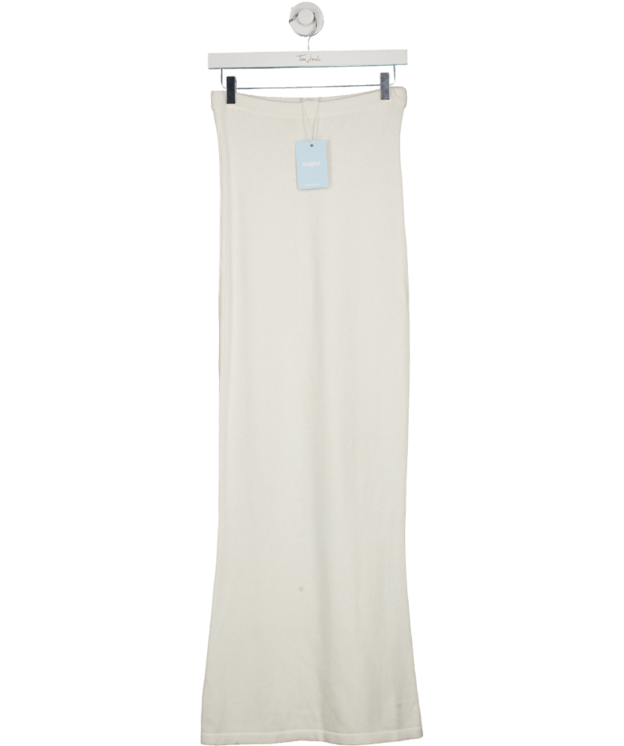 Kasela Studios White Crochet Knit Maxi Skirt UK S - Reliked