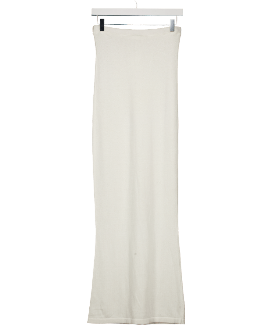 Kasela Studios White Crochet Knit Maxi Skirt UK S - Reliked