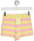 Kasela Yellow And Pink Striped Knitted Shorts UK S - Reliked