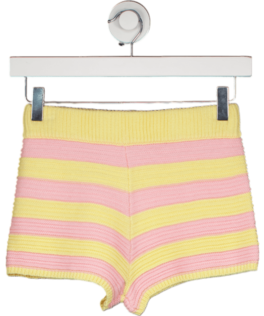 Kasela Yellow And Pink Striped Knitted Shorts UK S - Reliked