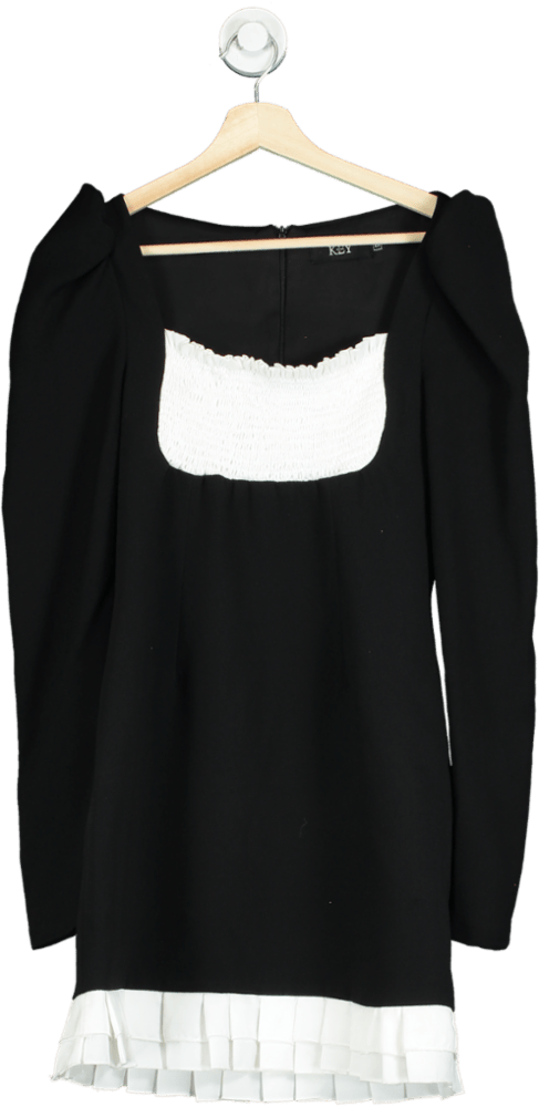 Key Couture Black and White Puff - Sleeve Dress S - Reliked
