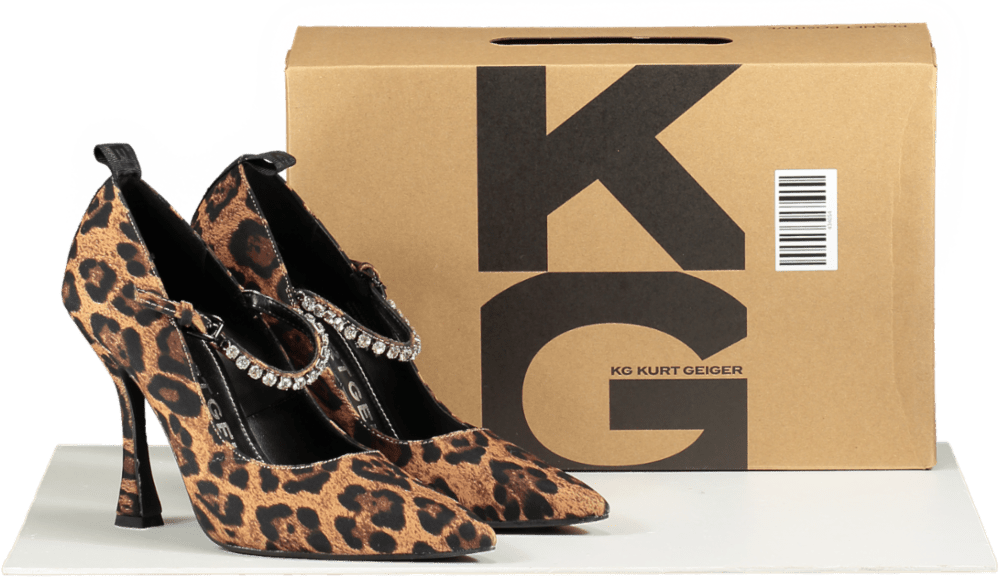 KG Kurt Geiger Leopard Print Aiden Bling Court Heels EU 38 UK 5 - Reliked