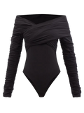 KHAITE Black Lilli Off The Shoulder Bodysuit UK M