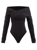 KHAITE Black Lilli Off The Shoulder Bodysuit UK M