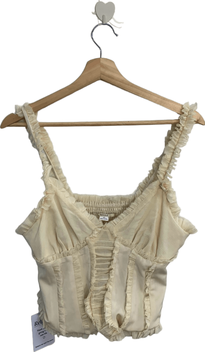 Kimchi Blue Cream Frill Strappy Top M - Reliked