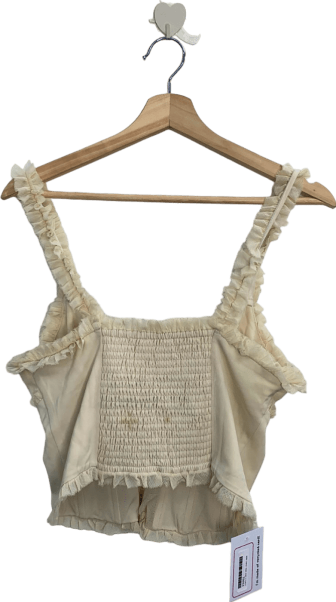 Kimchi Blue Cream Frill Strappy Top M - Reliked