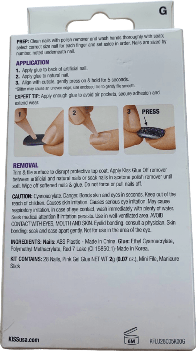 KISS Gel Fantasy Ready - to - Wear Gel Nails FL03G Long Size - Reliked