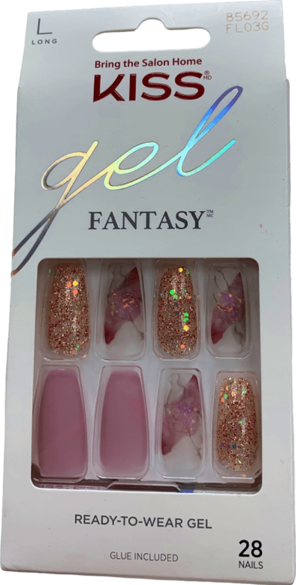 KISS Gel Fantasy Ready - to - Wear Gel Nails FL03G Long Size - Reliked