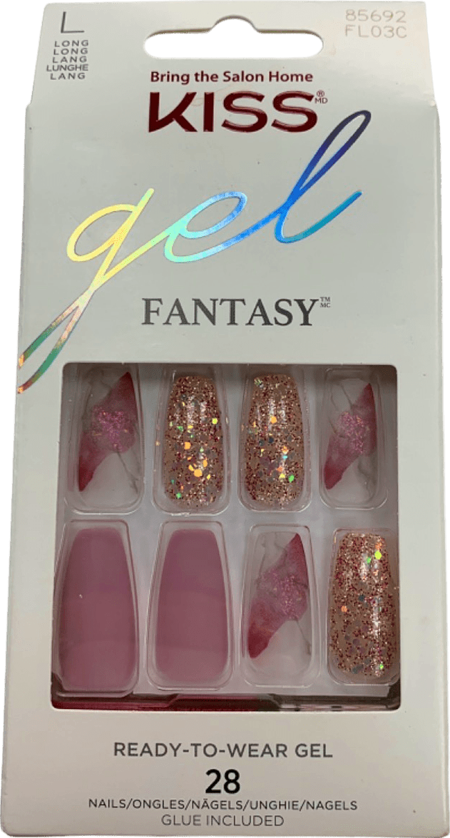 KISS Gel Fantasy Ready - to - Wear Glitter Nails 85692 Long - Reliked
