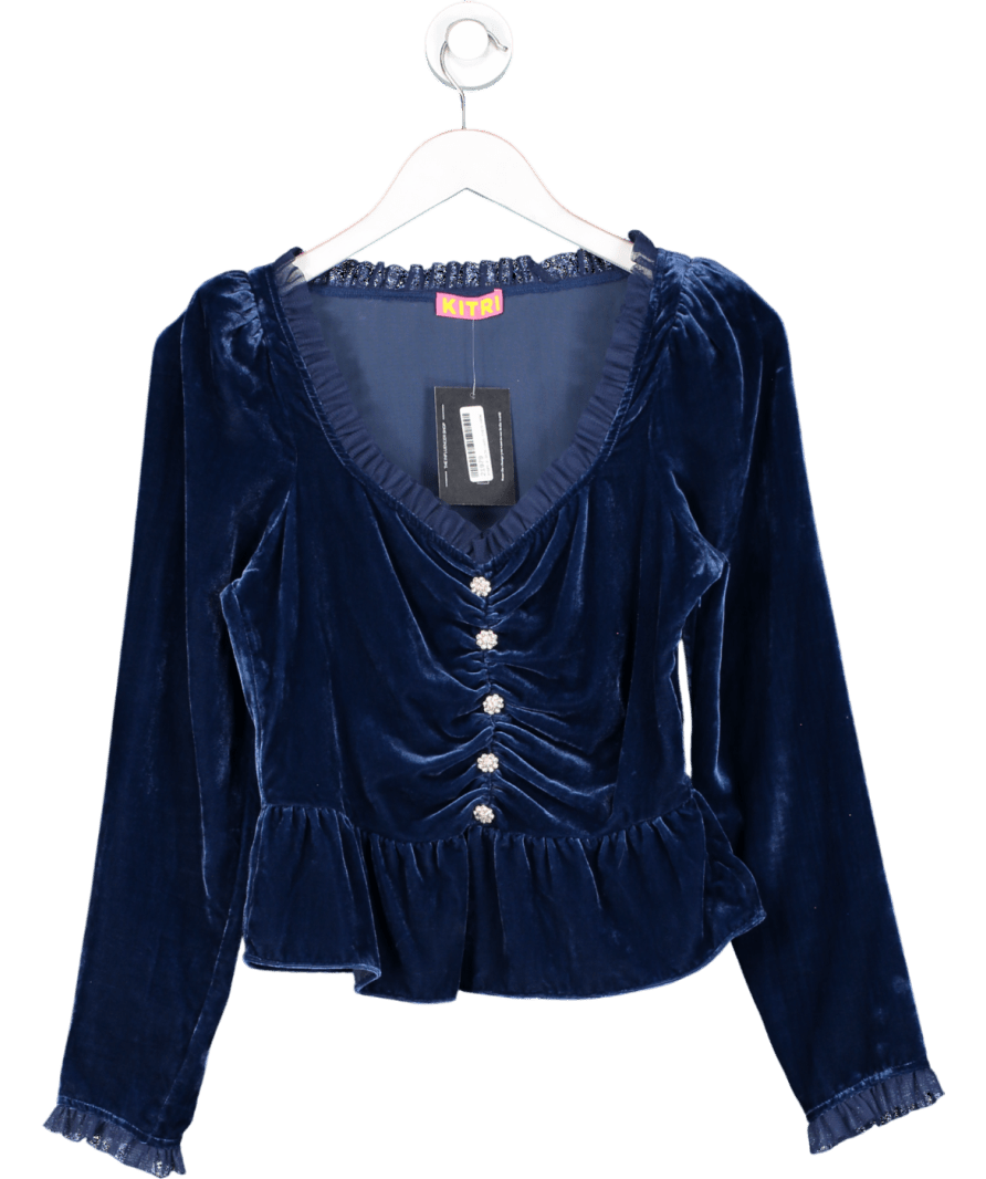Kitri Blue Sabine Velvet Top UK 6 - Reliked