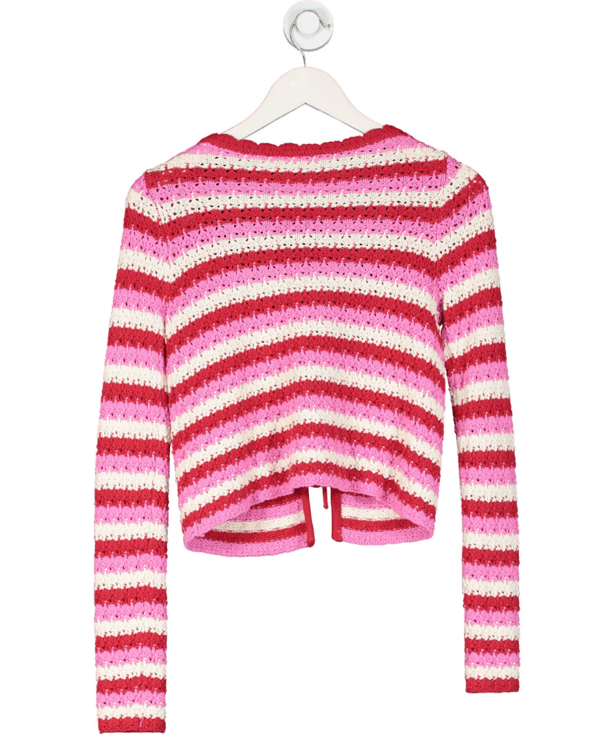 Kitri Pink Dionne Cotton Blend Crochet Cardigan UK XS - Reliked