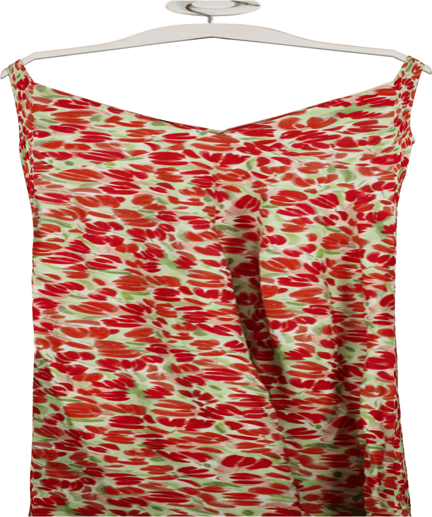 Kitri Red Danna Tulip Print Dress UK 12 - Reliked