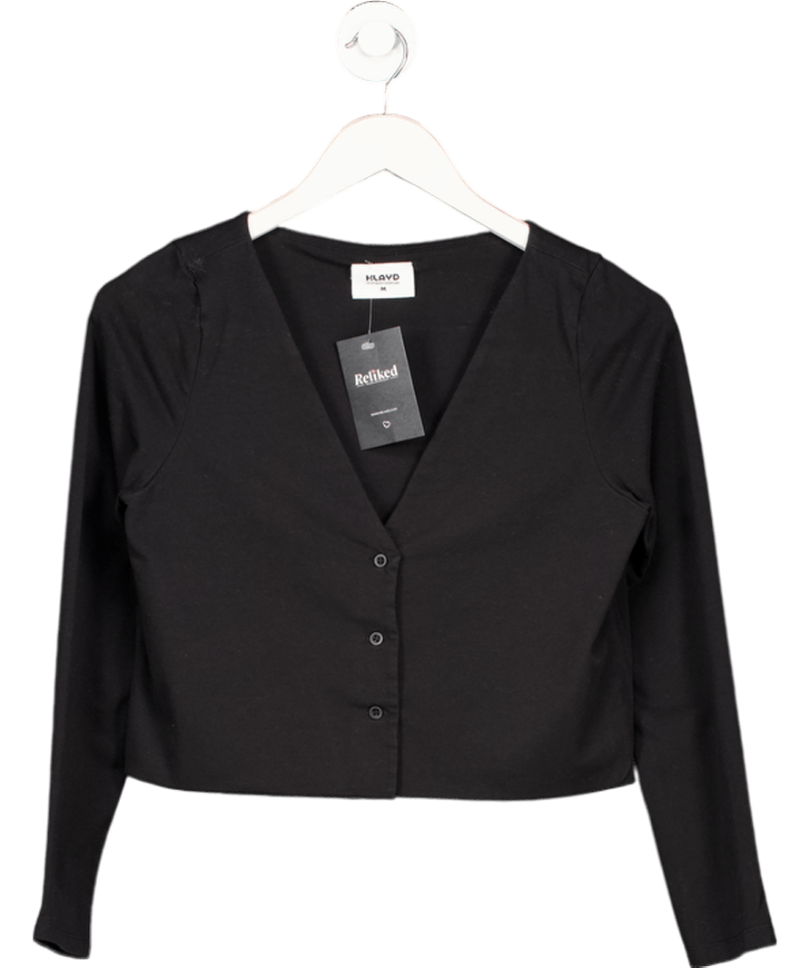 KLAYD Black Double Layered Cotton Blend Lounge Cardigan UK M - Reliked