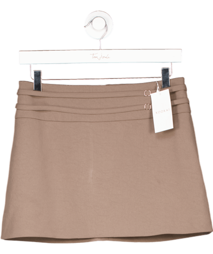 Kookai Brown Ariel Double Belt Mini Skirt UK 8 - Reliked