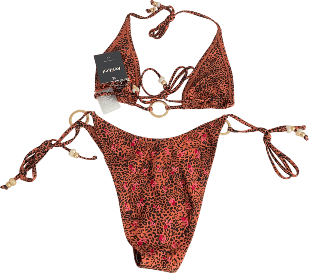 kulani kinis Orange Ring Halter Bikini Top UK M - Reliked