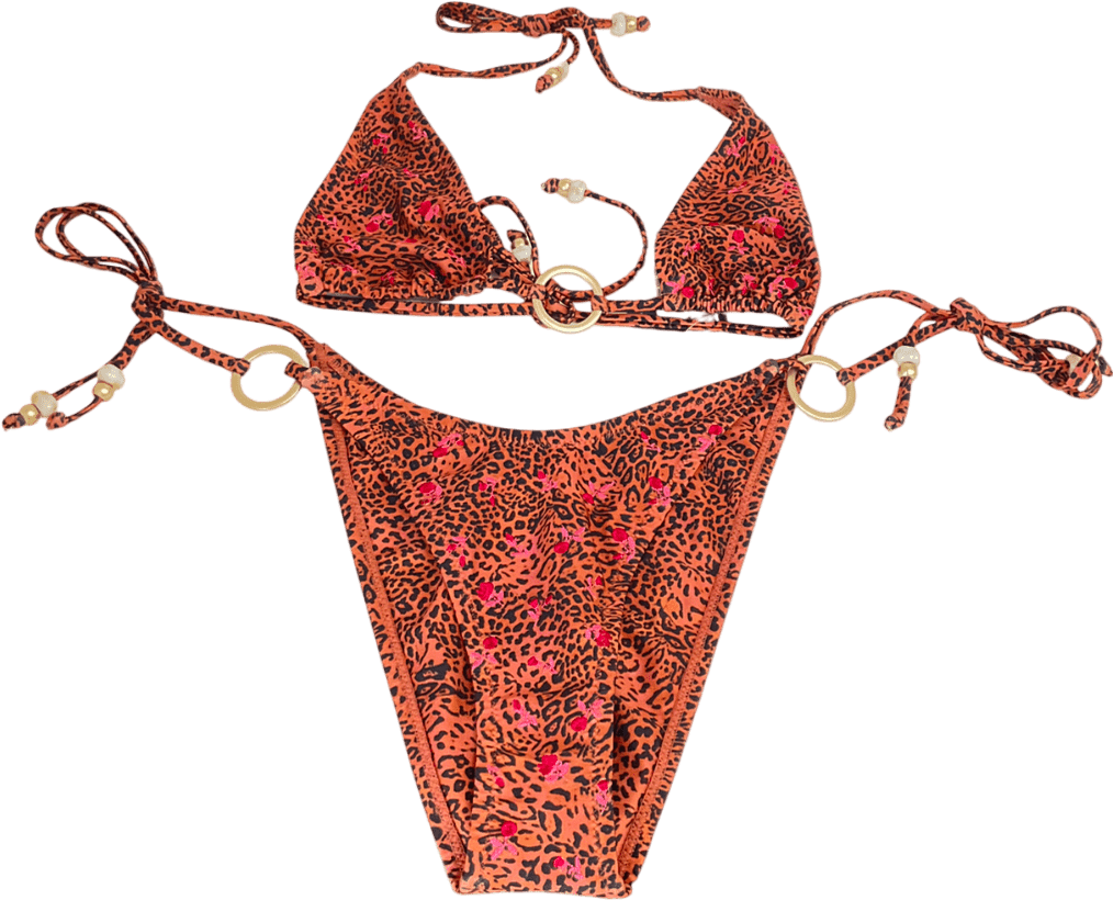 kulani kinis Orange Ring Halter Bikini Top UK M - Reliked