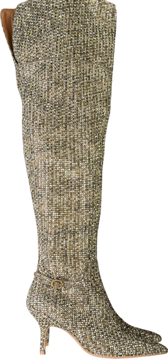 Kurt Geiger Beige Mayfair Heeled Over - the - knee Boots UK 4 EU 37 👠 - Reliked