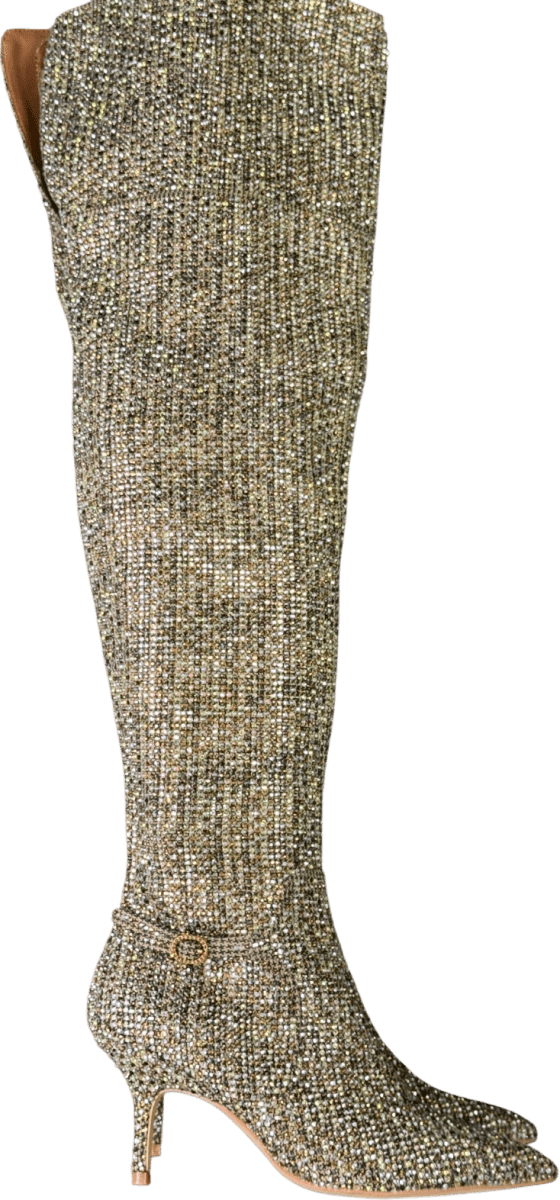 Kurt Geiger Beige Mayfair Heeled Over - the - knee Boots UK 4 EU 37 👠 - Reliked