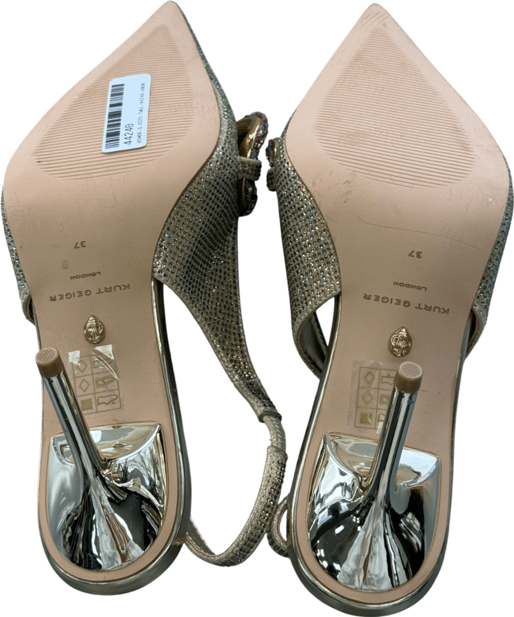 Kurt Geiger Gold 70mm Crystal - chain Slingback UK 4 EU 37 👠 - Reliked