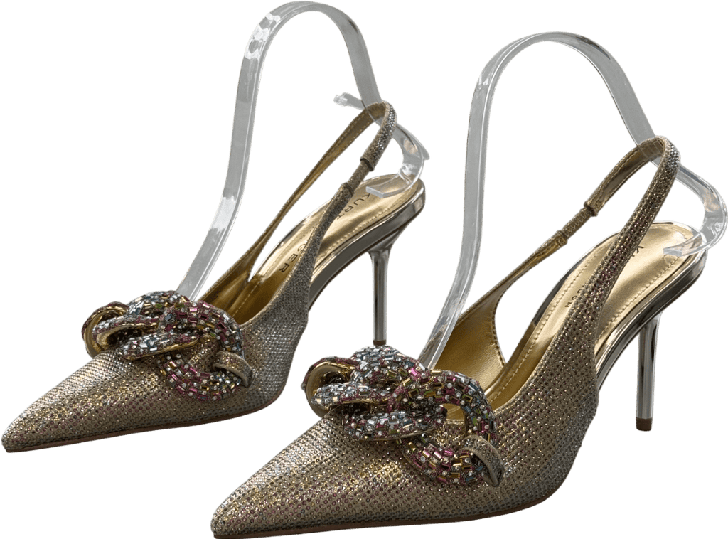 Kurt Geiger Gold 70mm Crystal - chain Slingback UK 4 EU 37 👠 - Reliked