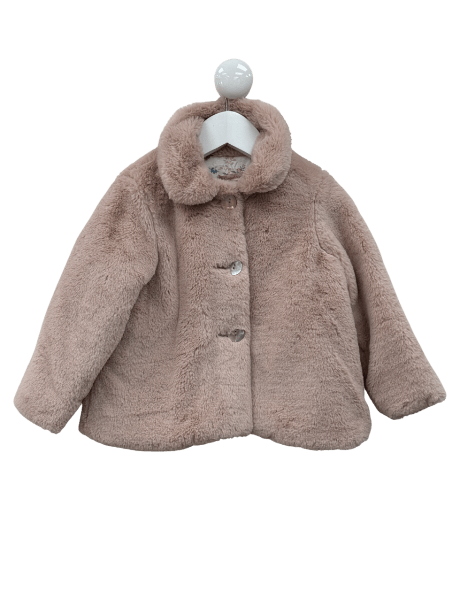 La Coqueta Kids Dusky Pink Faux Fur Coat 3 Years - Reliked