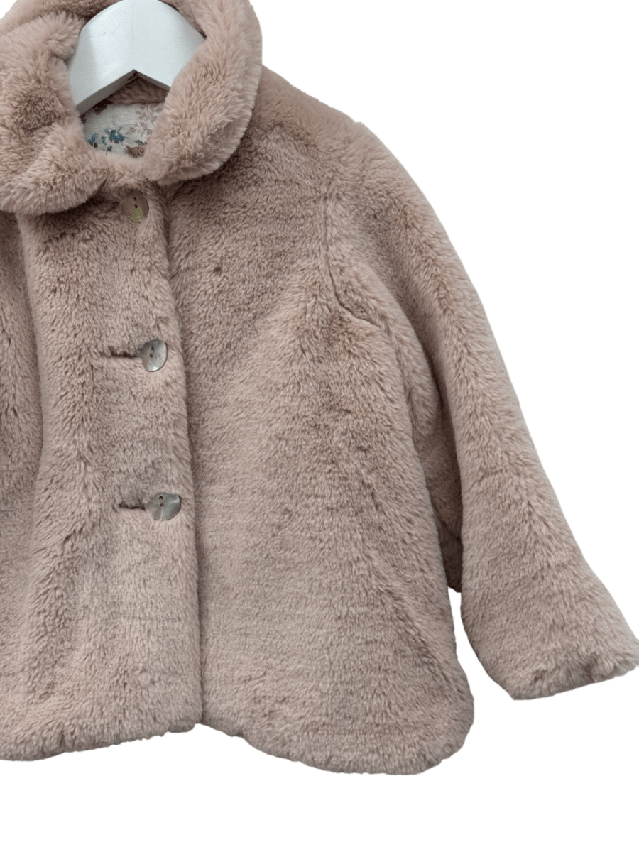 La Coqueta Kids Dusky Pink Faux Fur Coat 3 Years - Reliked