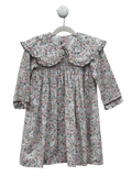 LA COQUETA KIDS White Whie / Pink Floral Long Sleeve Smocked Dress 6 Years - Reliked