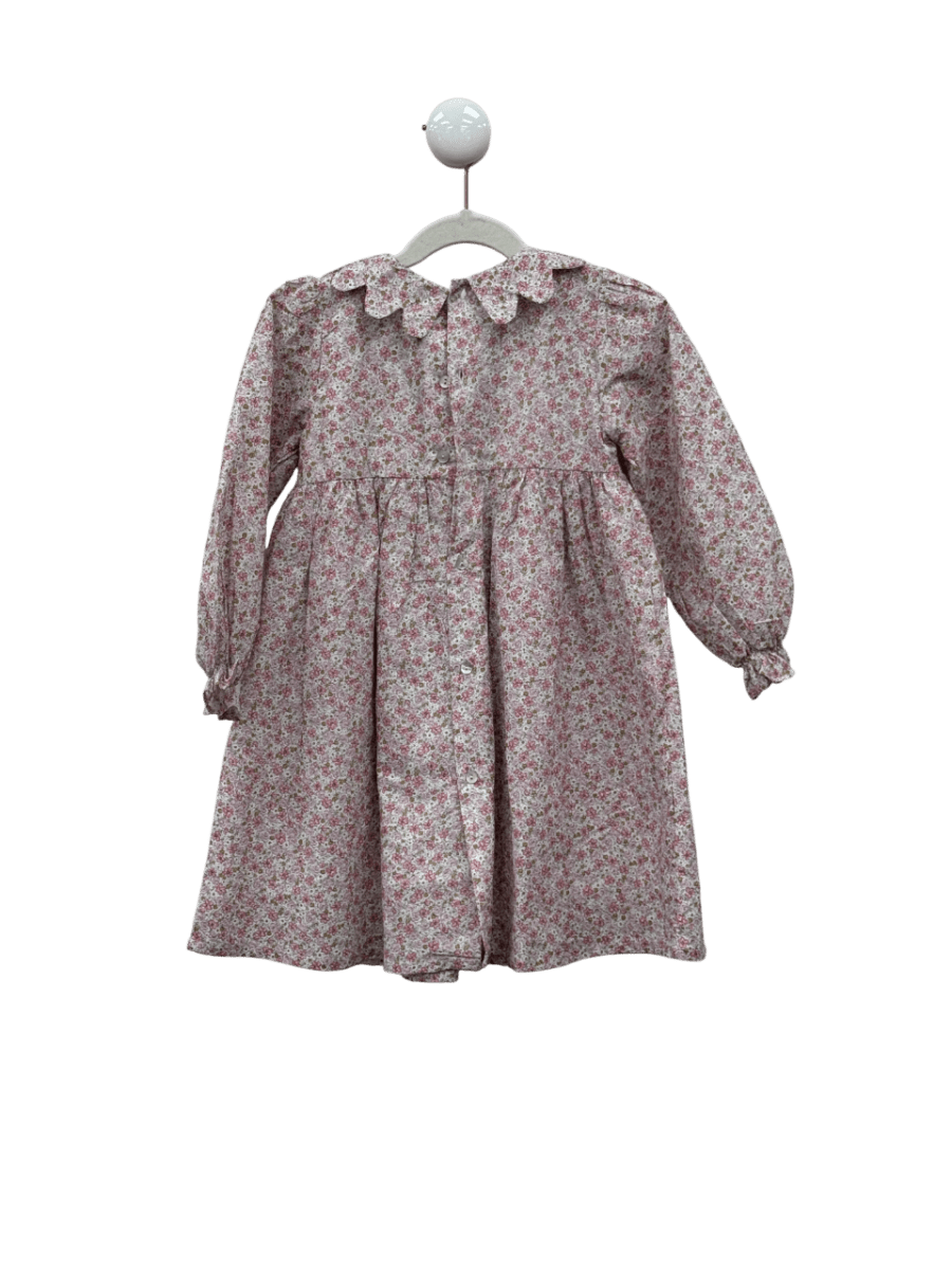 La Coqueta Pink Scalloped Collar Smocked Floral Dress 4 Years - Reliked