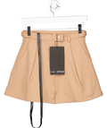 L.A - Space Beige Sculpted Mini Skirt UK 8 - Reliked